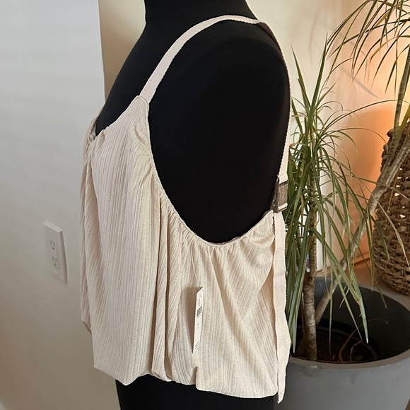 NWT BY ANTHROPOLOGIE SHEER RIBBED BUCKLE BUBBLE TANK  - Large - Picture 4 of 11